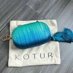 Ombré Kotur Raffia Clutch with tassel
